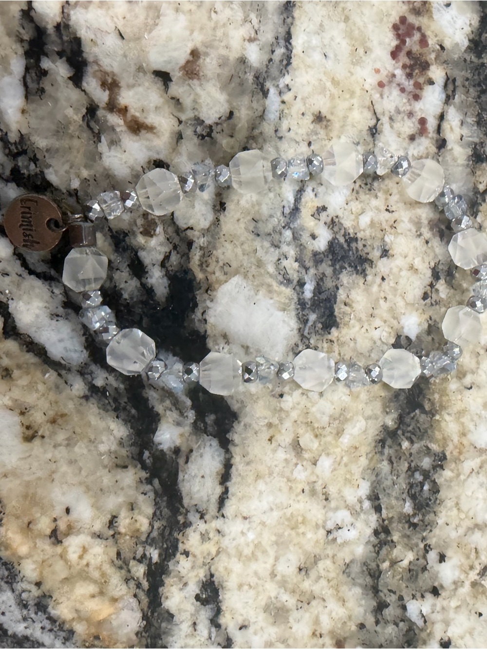 Ermish Brand White Crystal Beaded Bracelet